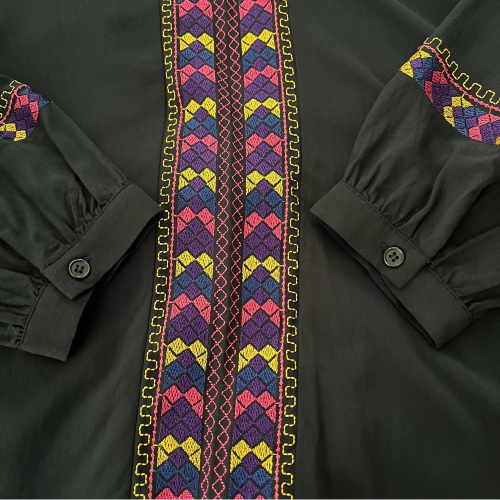Wrangler Retro Embroidered Western Rodeo Cowgirl Long Sleeve Dress, Sz L - Picture 12 of 14